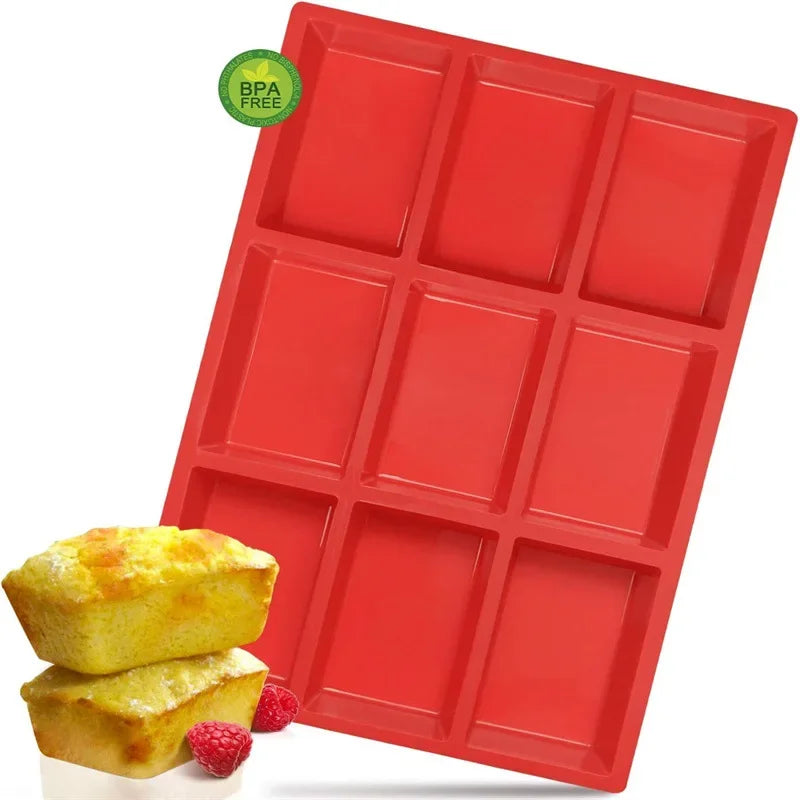 9-Cavity Silicone Mini Loaf Pan – Non-Stick Baking Mold for Cake & Bread
