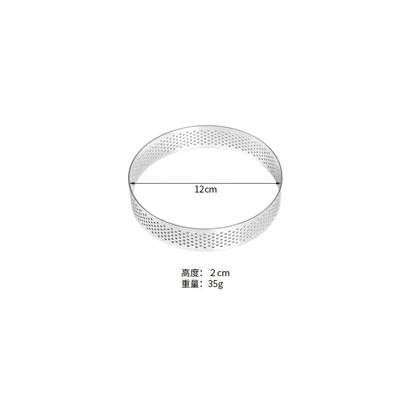 Stainless Steel Perforated Tart Ring Mold – Round Pastry & Mousse Cake Circle