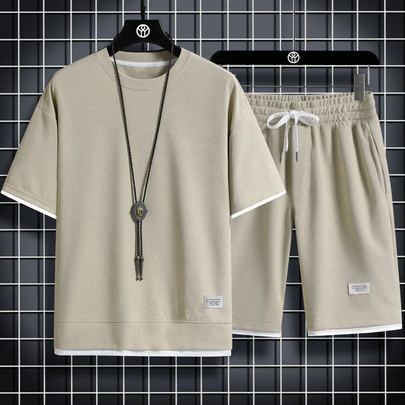 Men's Casual Tracksuit Set – T-Shirt & Shorts 2-Piece Outfit