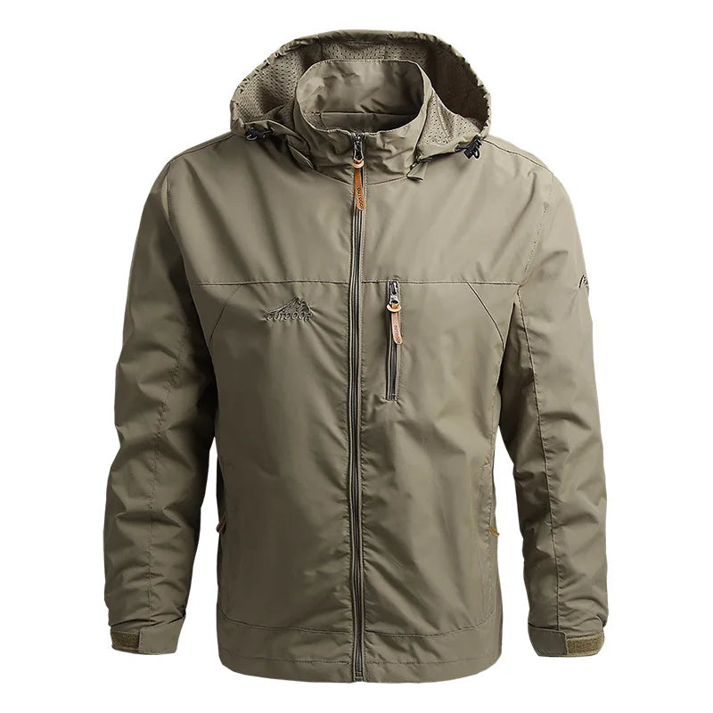 Men's Waterproof Tactical Windbreaker Jacket – Hooded Outdoor Military Coat
