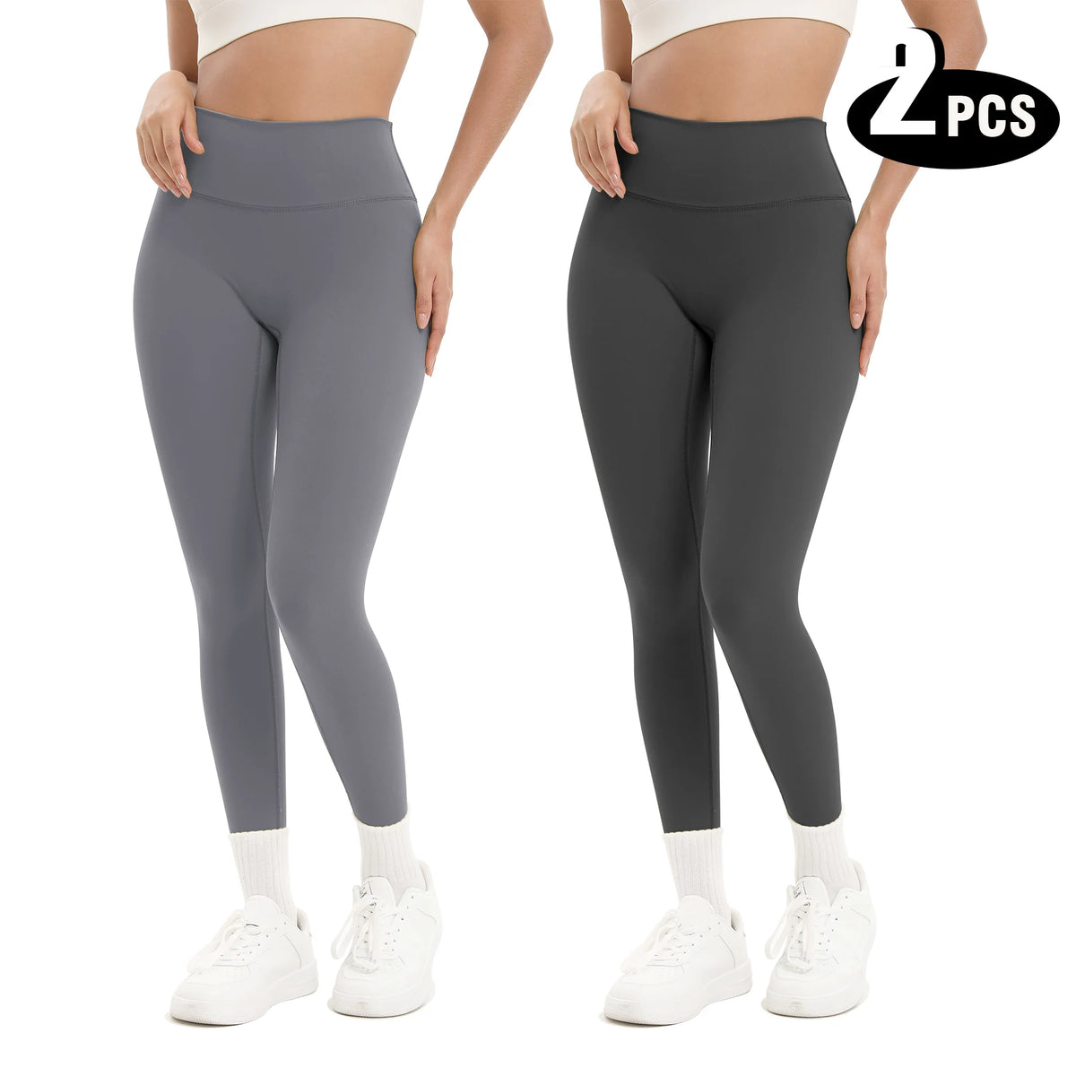 2-Pack High Waist Butt Lifting Yoga Leggings – Side Cutout Lace-Up