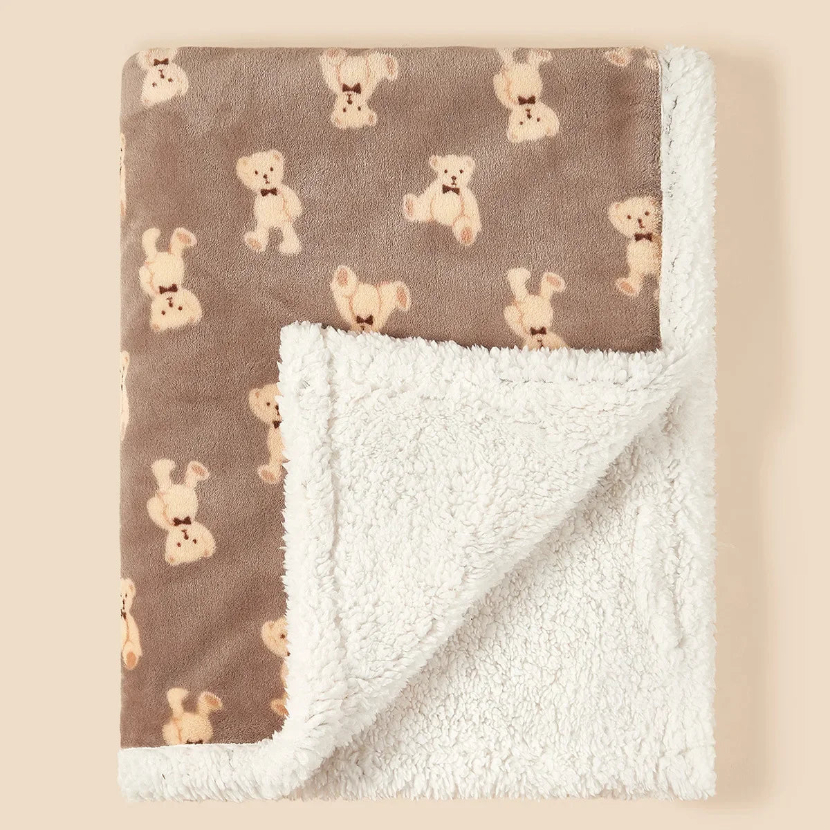 Baby Fleece Blanket Soft Sherpa Swaddle Wrap with Animal Print