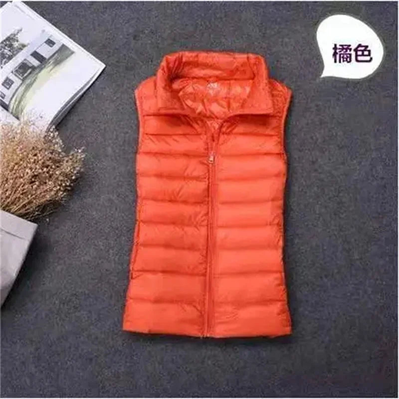 Women's Lightweight Down Vest – Slim Sleeveless Windproof Waistcoat