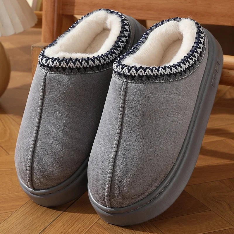Fluffy Platform Slippers – Warm Plush Winter House Shoes