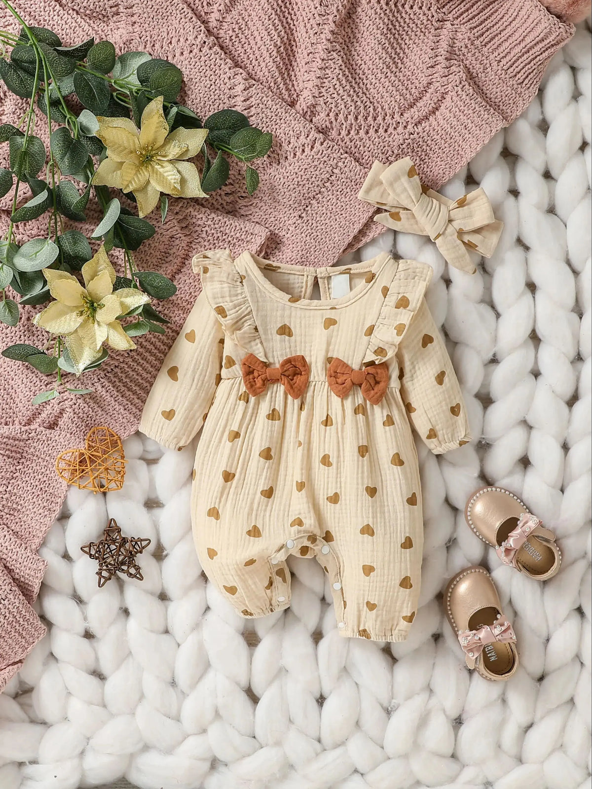 Baby Girl Leopard Print Ruffle Romper with Bow Detail