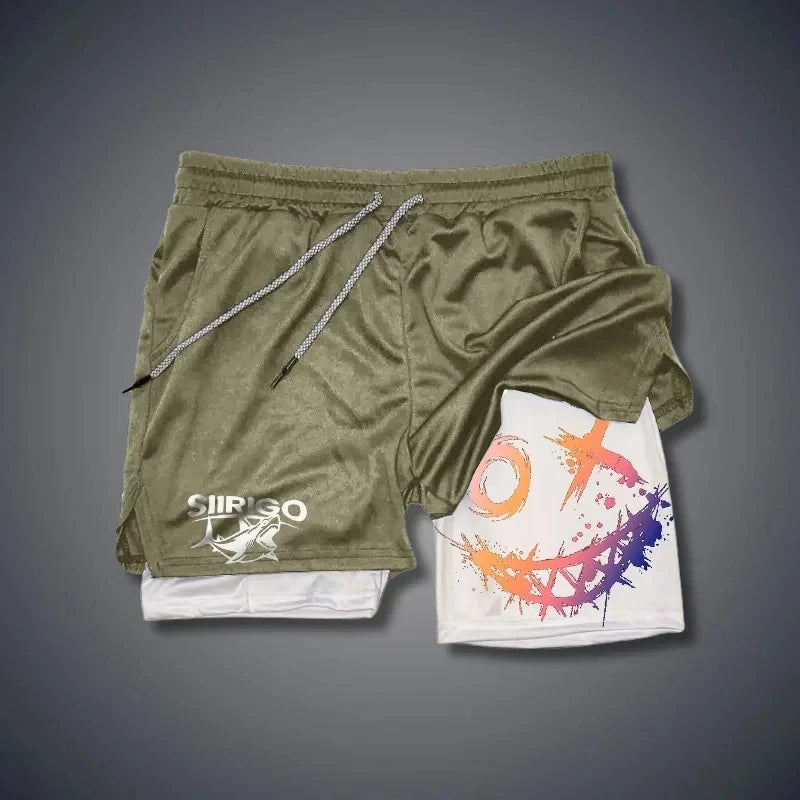 Men's 2-in-1 Graphic Print Fitness Shorts