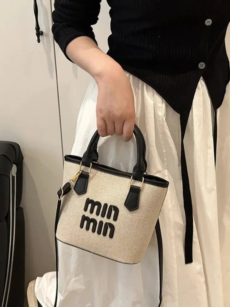 Straw Crossbody Handbag for Women – Casual Woven Tote Bag