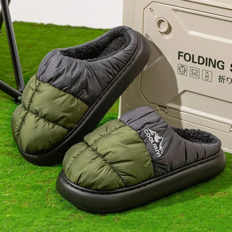 Women's Waterproof Down Slippers – Thick Sole Non-Slip Outdoor Shoes
