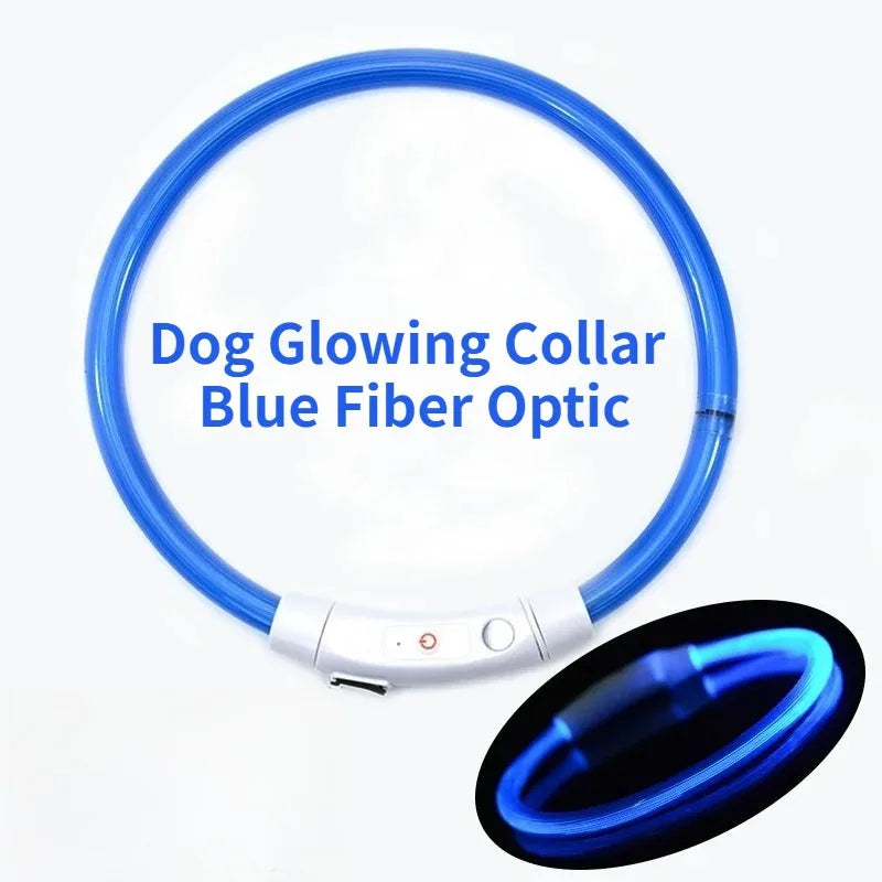 Fiber Optic Dog Collar – USB Rechargeable, Glowing Night Safety