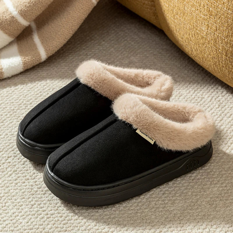 Winter Slippers with Fluffy Fur Lining – Anti-Slip Thick Sole for Indoor & Outdoor