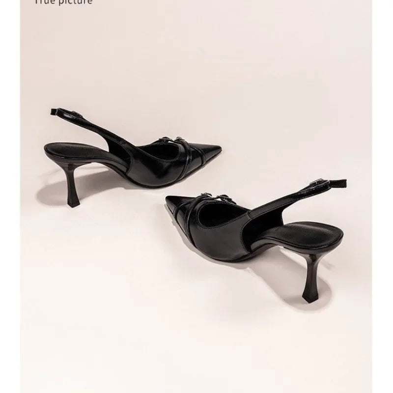 Pointed Toe Stiletto Slingback Heels – Elegant Buckle Pumps for Women