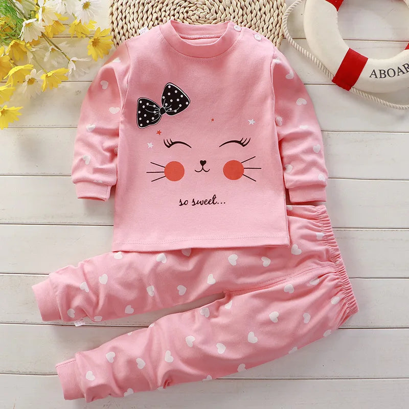 Baby Girl Cartoon Pajama Set – Cotton Sleepwear 2-Piece