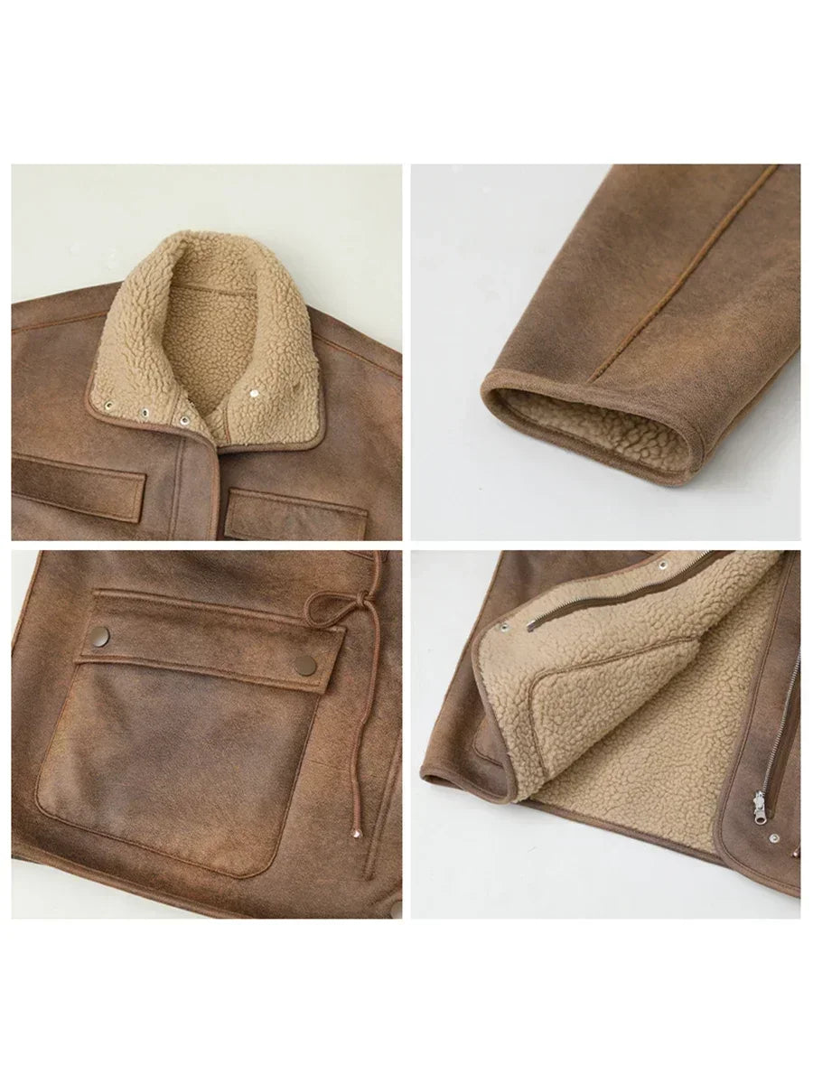 Women's Reversible Suede Sherpa Jacket