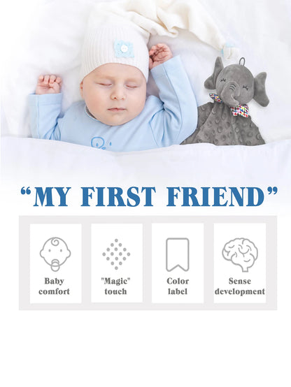 Baby Comforter Blanket Soft Plush Soothing Toy with Teether & Rattle