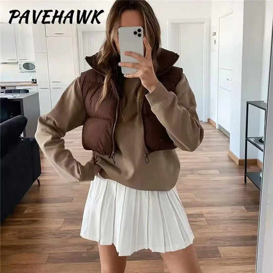 Women's Puffer Vest – Stand Collar Sleeveless Winter Outerwear