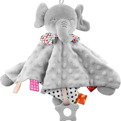 Baby Comforter Blanket Soft Plush Soothing Toy with Teether & Rattle