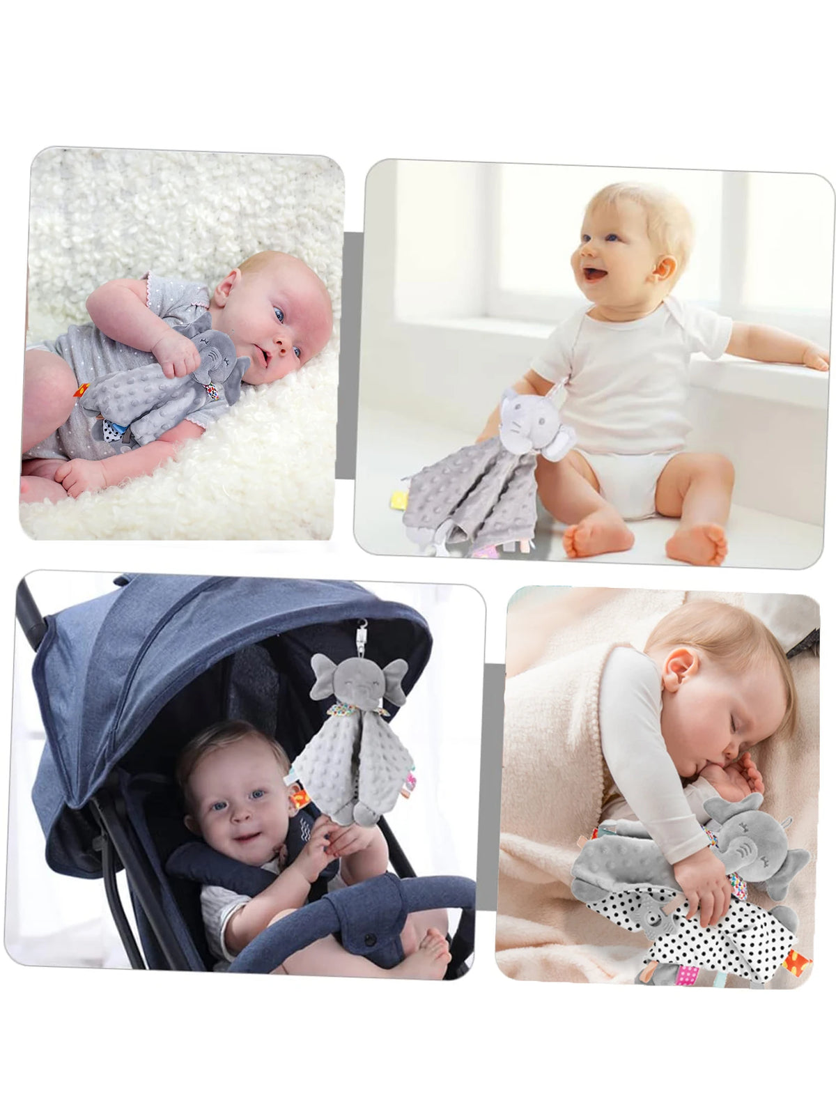 Baby Comforter Blanket Soft Plush Soothing Toy with Teether & Rattle