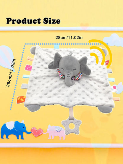 Baby Comforter Blanket Soft Plush Soothing Toy with Teether & Rattle