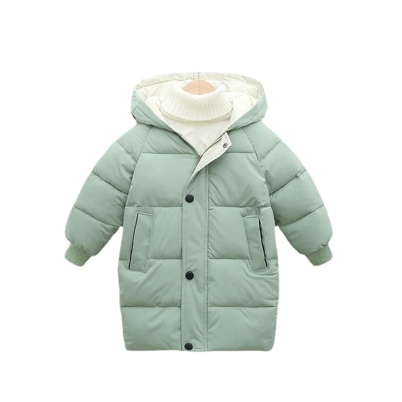 Kids' Long Puffer Parka Coat – Hooded Winter Jacket for Boys & Girls