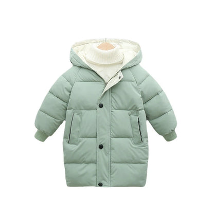 Kids' Long Puffer Parka Coat – Hooded Winter Jacket for Boys & Girls