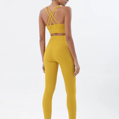 Women's 2-Piece Yoga Set – Nylon Sports Bra & High-Waist Leggings