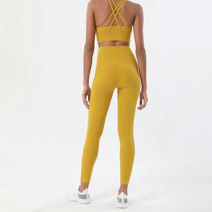 Women's 2-Piece Yoga Set – Nylon Sports Bra & High-Waist Leggings