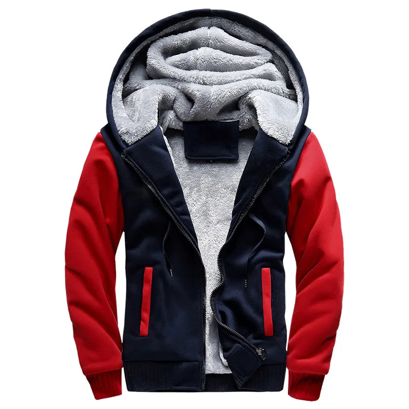Men's Fleece-Lined Hooded Winter Jacket – Thick Streetwear Coat