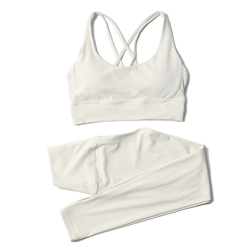 Women's 2-Piece Yoga Set – Nylon Sports Bra & High-Waist Leggings