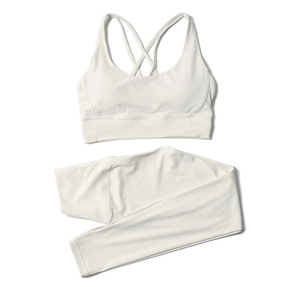 Women's 2-Piece Yoga Set – Nylon Sports Bra & High-Waist Leggings