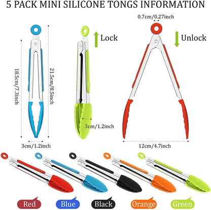 Silicone Kitchen Tongs – Stainless Steel Locking BBQ Tongs