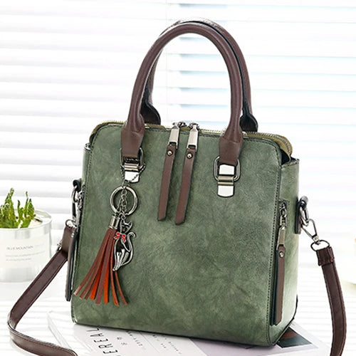 Vintage PU Leather Crossbody Bag – Women's Tassel Shoulder Handbag