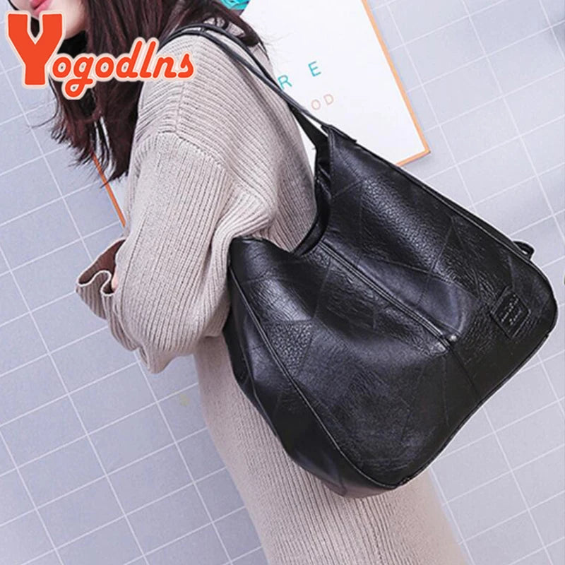Vintage Leather Tote Bag – Women's Luxury Shoulder Handbag