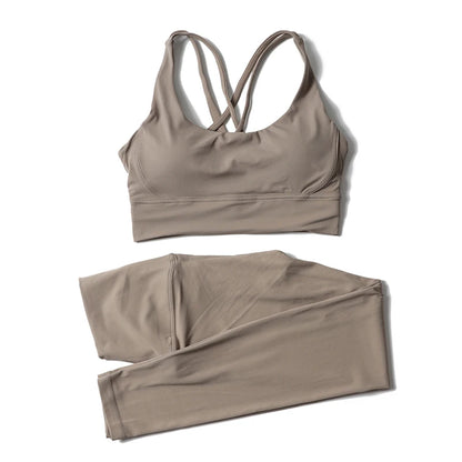 Women's 2-Piece Yoga Set – Nylon Sports Bra & High-Waist Leggings