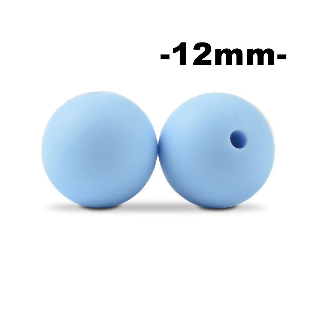 Silicone Beads 12mm Round BPA-Free – 100pcs for Teething Necklace & Pacifier Clips