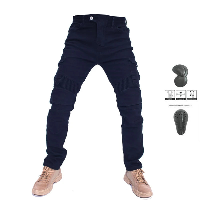 Men's Motorcycle Riding Jeans with Detachable Knee Protectors