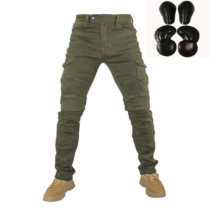 Men's Motorcycle Riding Jeans with Detachable Knee Protectors