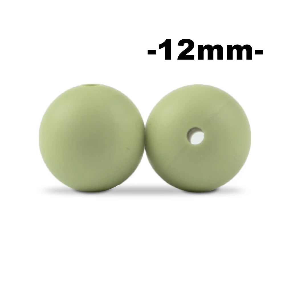 Silicone Beads 12mm Round BPA-Free – 100pcs for Teething Necklace & Pacifier Clips
