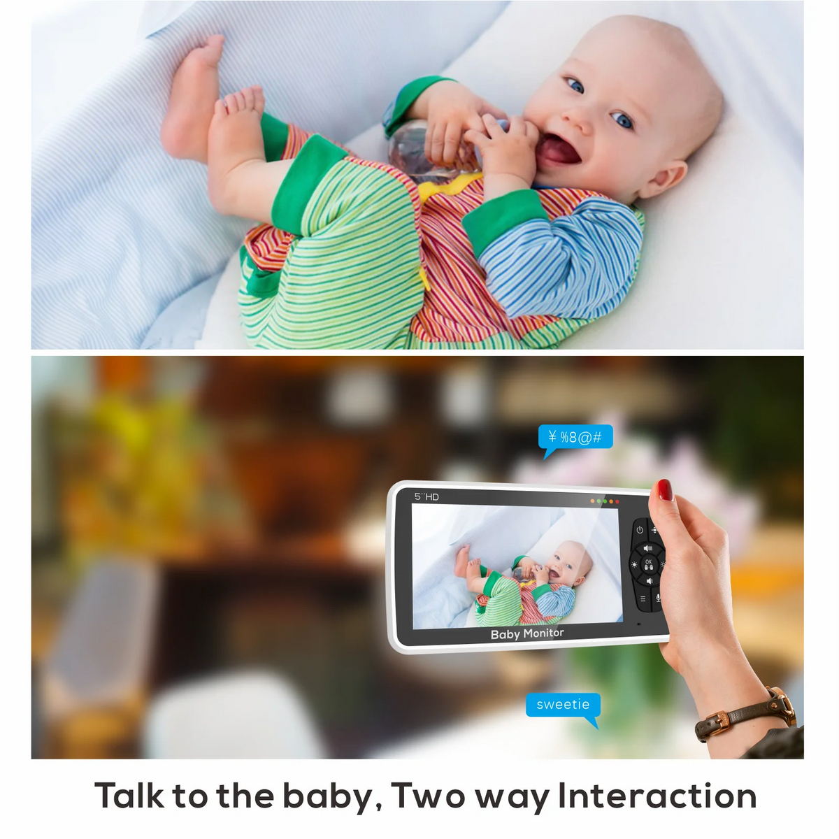 5-Inch HD Video Baby Monitor with PTZ Camera 4x Zoom & 22-Hour Battery