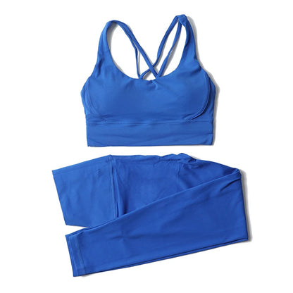 Women's 2-Piece Yoga Set – Nylon Sports Bra & High-Waist Leggings