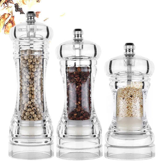 Manual Salt and Pepper Grinder – Adjustable Acrylic Mill