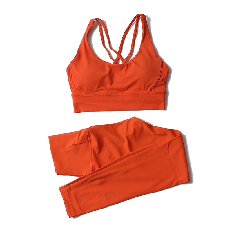 Women's 2-Piece Yoga Set – Nylon Sports Bra & High-Waist Leggings
