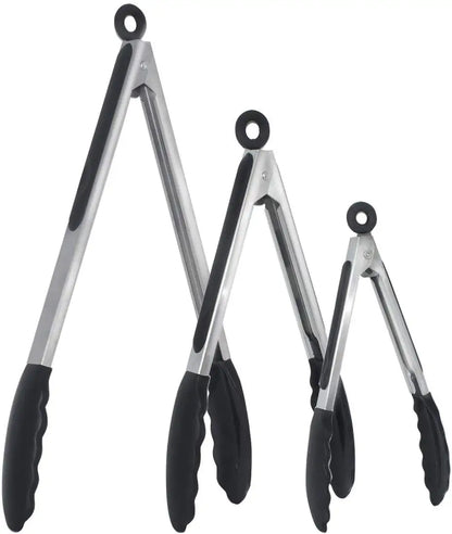 Silicone Kitchen Tongs – Stainless Steel Locking BBQ Tongs