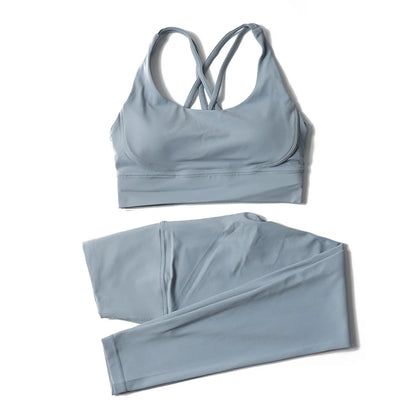 Women's 2-Piece Yoga Set – Nylon Sports Bra & High-Waist Leggings