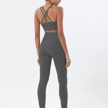 Women's 2-Piece Yoga Set – Nylon Sports Bra & High-Waist Leggings