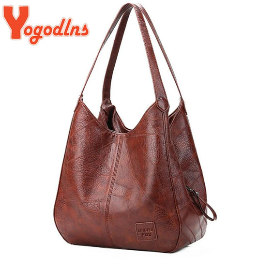 Vintage Leather Tote Bag – Women's Luxury Shoulder Handbag
