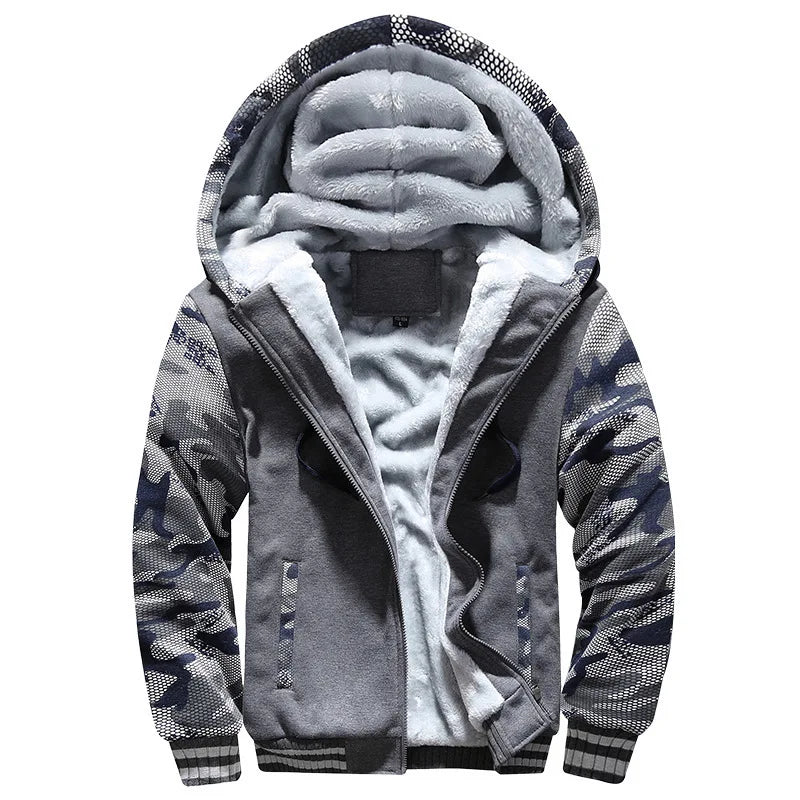 Men's Fleece-Lined Hooded Winter Jacket – Thick Streetwear Coat