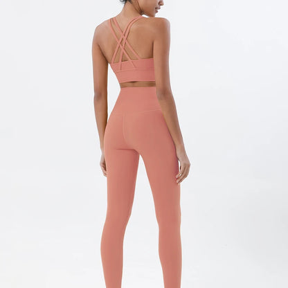 Women's 2-Piece Yoga Set – Nylon Sports Bra & High-Waist Leggings