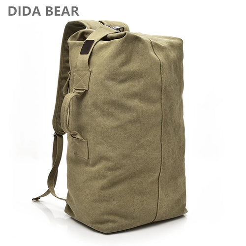 Canvas Bucket Backpack for Men – Large Capacity Travel & Mountaineering Bag