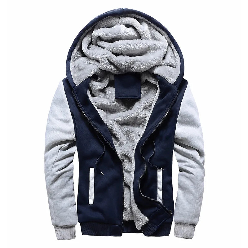 Men's Fleece-Lined Hooded Winter Jacket – Thick Streetwear Coat