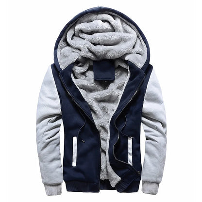 Men's Fleece-Lined Hooded Winter Jacket – Thick Streetwear Coat
